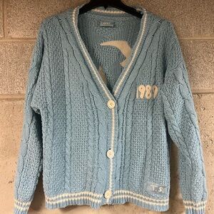 Taylor Swift Version 1989 Blue Chunky Knit Long Sleeve Cardigan Oversized XL/2XL